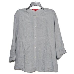 Shamask Ladies Linen Button Front Blouse Size 2